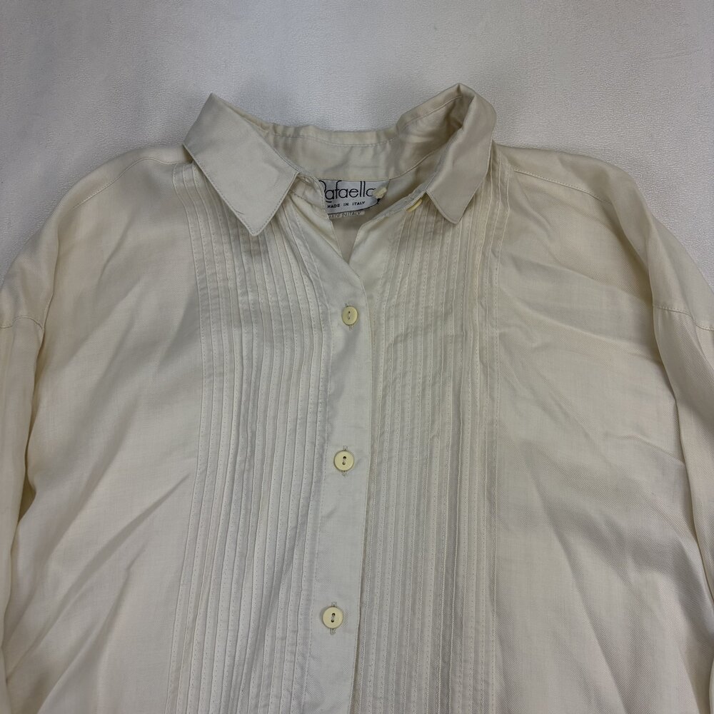 Rafaella Cream Pintuck Button-Down Blouse Size 10 - Picture 7 of 11